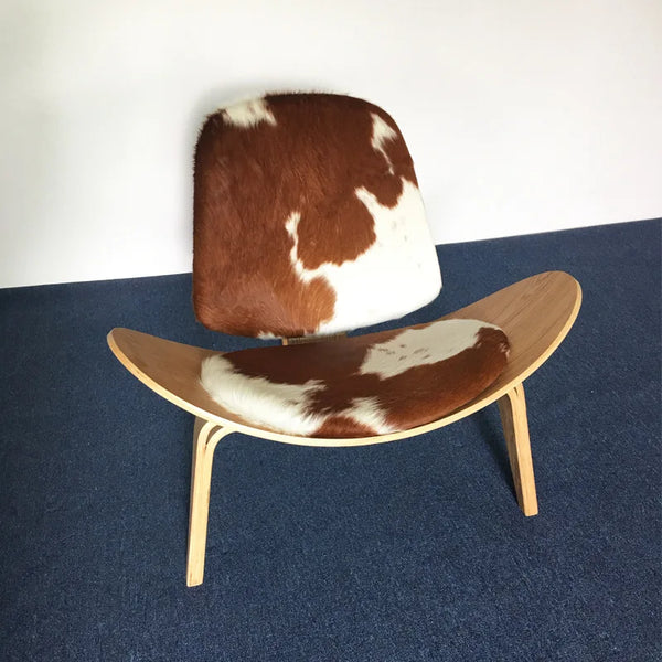 K-STAR Three-Legged Chair Ash Plywood Fabric Upholstery Living Room