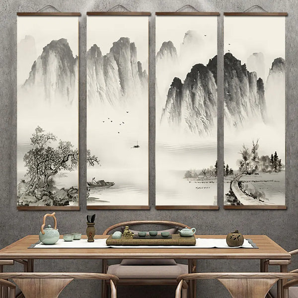 Chinese Style Ink Painting Alpine Canvas Decorative Painting Bedroom