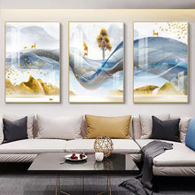 3 Pieces Nordic Luxury Ribbon Abstract Landscape Wall Art Canvas