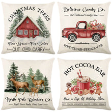 Merry Christmas Decorative Pillow Cover 45x45 cm Linen Throw Pillowcase