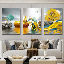 3 Pieces Nordic Luxury Ribbon Abstract Landscape Wall Art Canvas