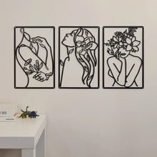 3 Pieces Metal Female Body Shape Black Line Wall Hanging Home Decor