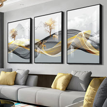 3 Pieces Nordic Luxury Ribbon Abstract Landscape Wall Art Canvas