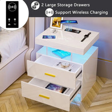 Auto LED Nightstand With Wireless Charging Station & USB Ports Bedside Tables