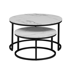 White Marble Round Tea Desk End Table In Living Room Furniture Coffee Table
