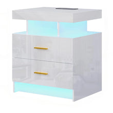 Auto LED Nightstand With Wireless Charging Station & USB Ports Bedside Tables