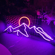 Moutain and Sun Neon Sign Wall Art Hanging Decor Led Neon Light Home