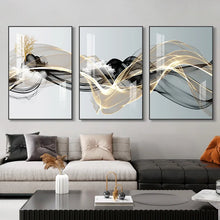 3 Pieces Nordic Luxury Ribbon Abstract Landscape Wall Art Canvas