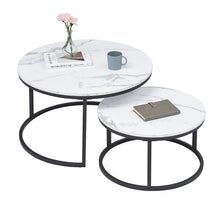 White Marble Round Tea Desk End Table In Living Room Furniture Coffee Table